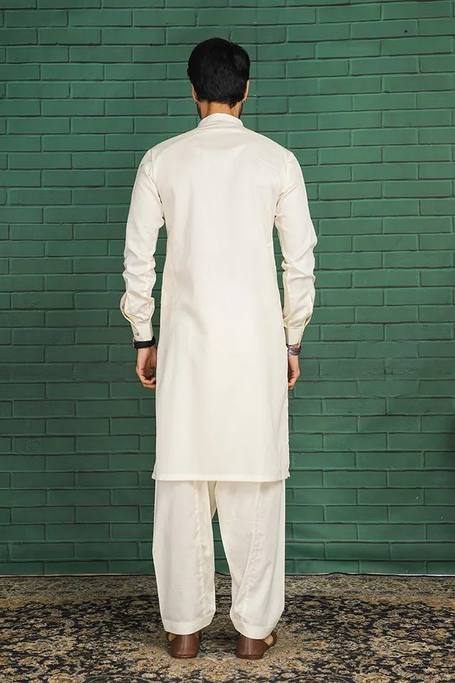 Nauroz White Pima Cotton Kurta Shalwar NAU05