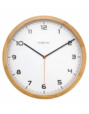 NeXtime Company Light Wood Round Clock - White Dial - Black Hands & Markers