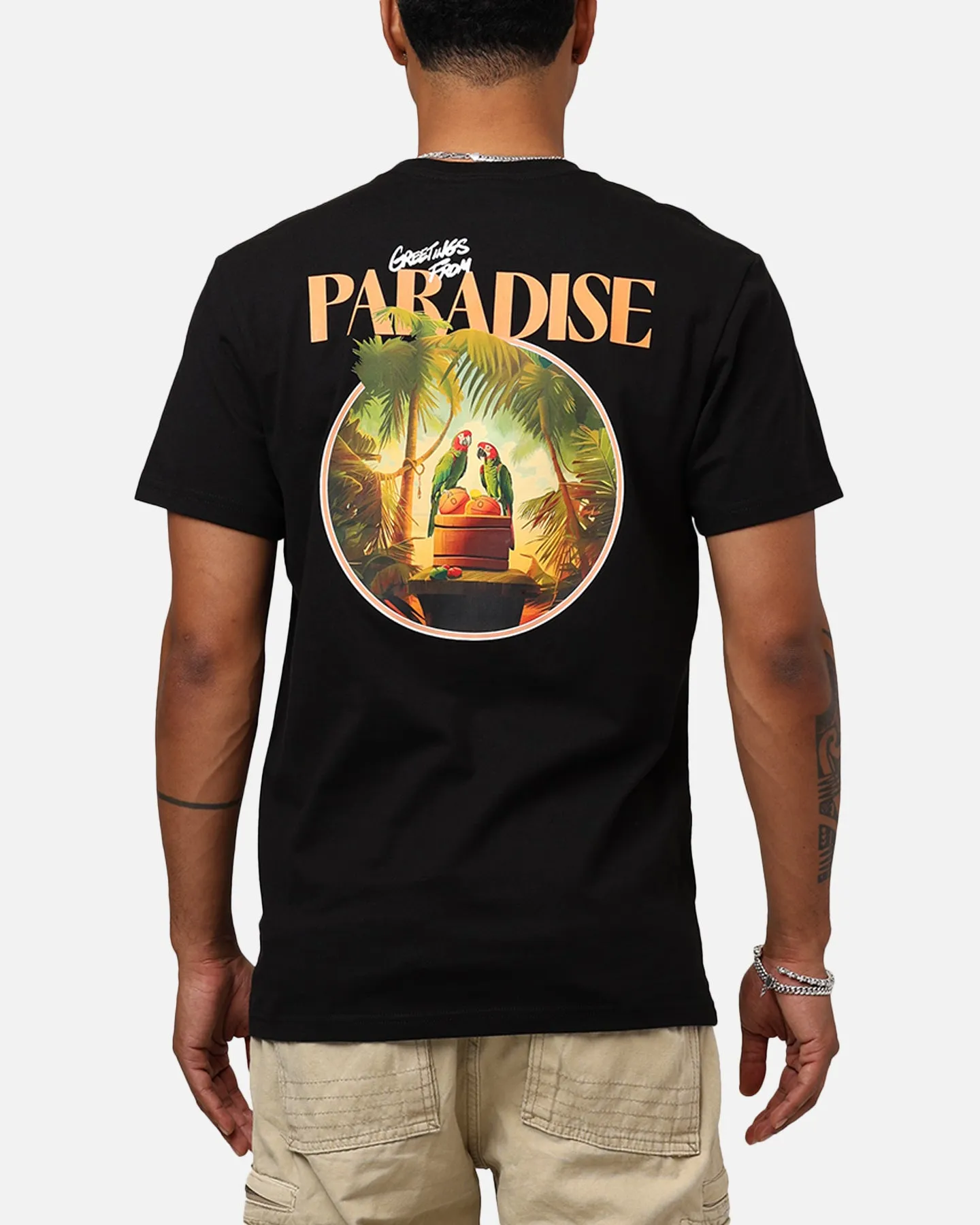 Overtime Paradise Parrots T-Shirt Black