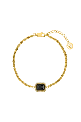 Pavé Emerald Black Bracelet 14K Gold Plated