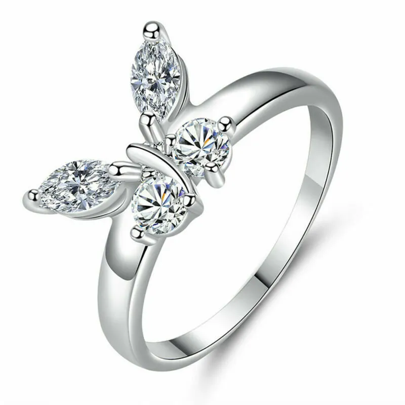 Petite Sterling Silver Marquise CZ Butterfly Ring