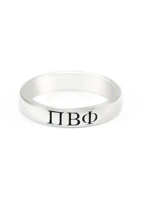 Pi Beta Phi Sterling Silver Ring with Black Enamel