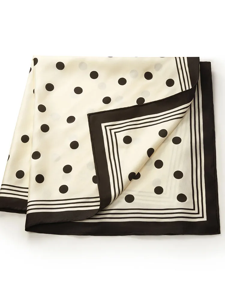 Polka Dots Printed 61 Square Pure Mulberry Silk Scarf