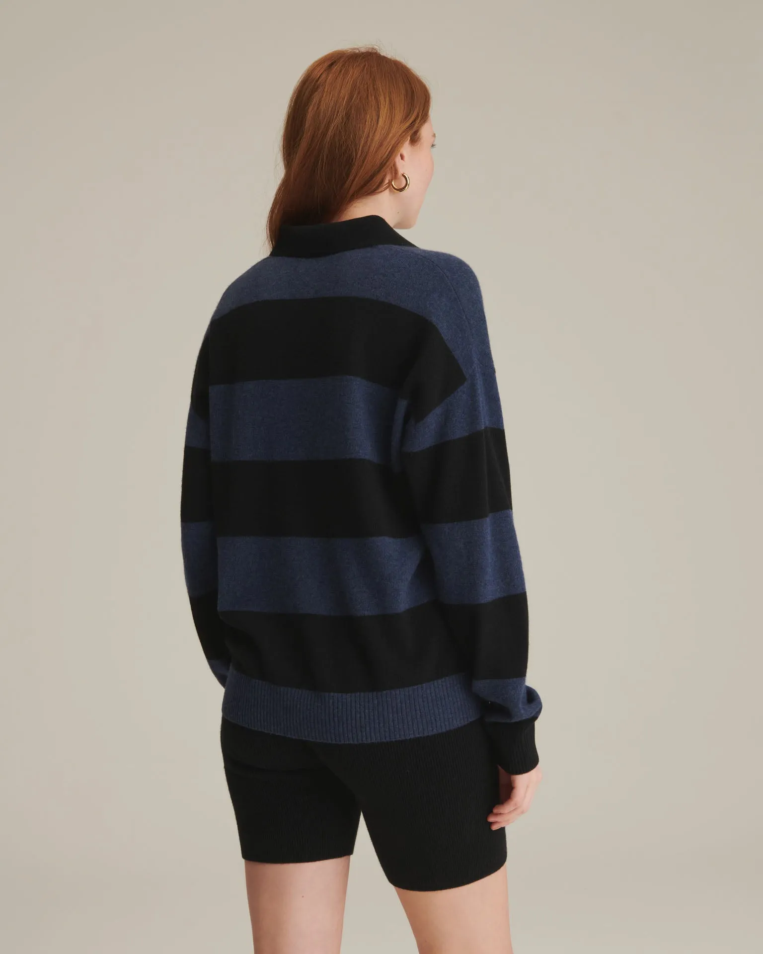 Recycled Cashmere Oversized Rugby Polo