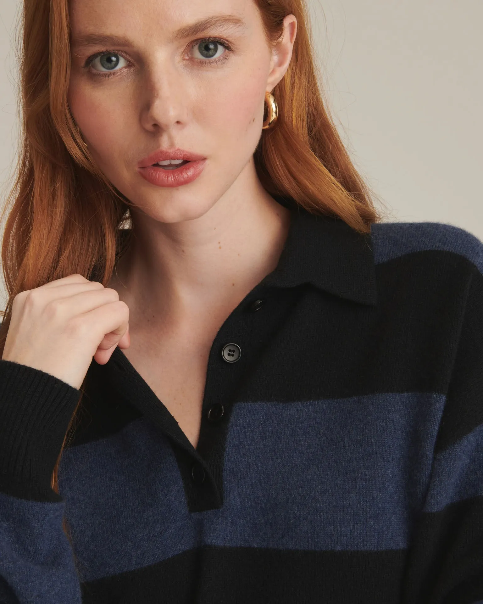 Recycled Cashmere Oversized Rugby Polo