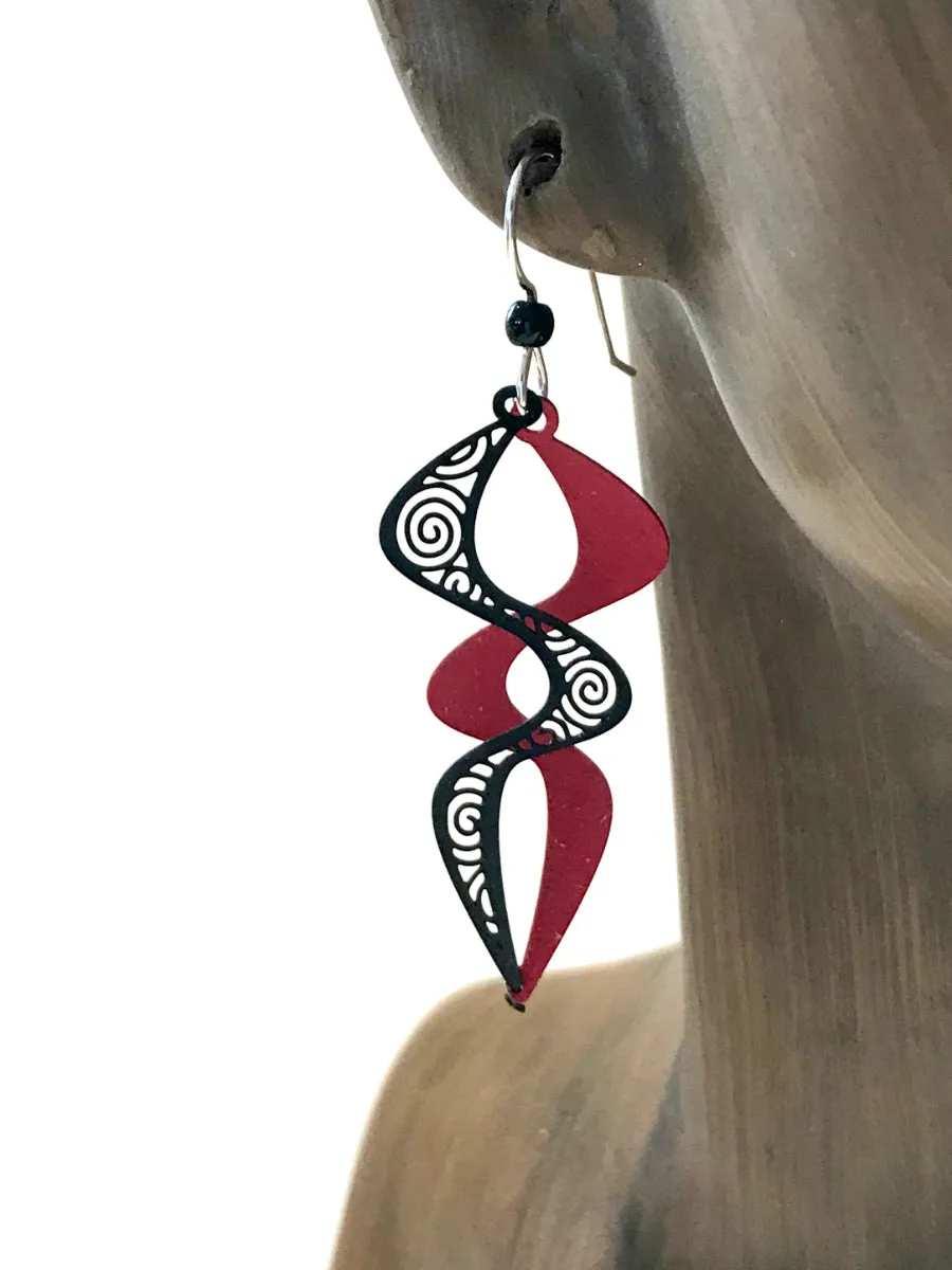 Red & Black Helix Dangles by Adajio