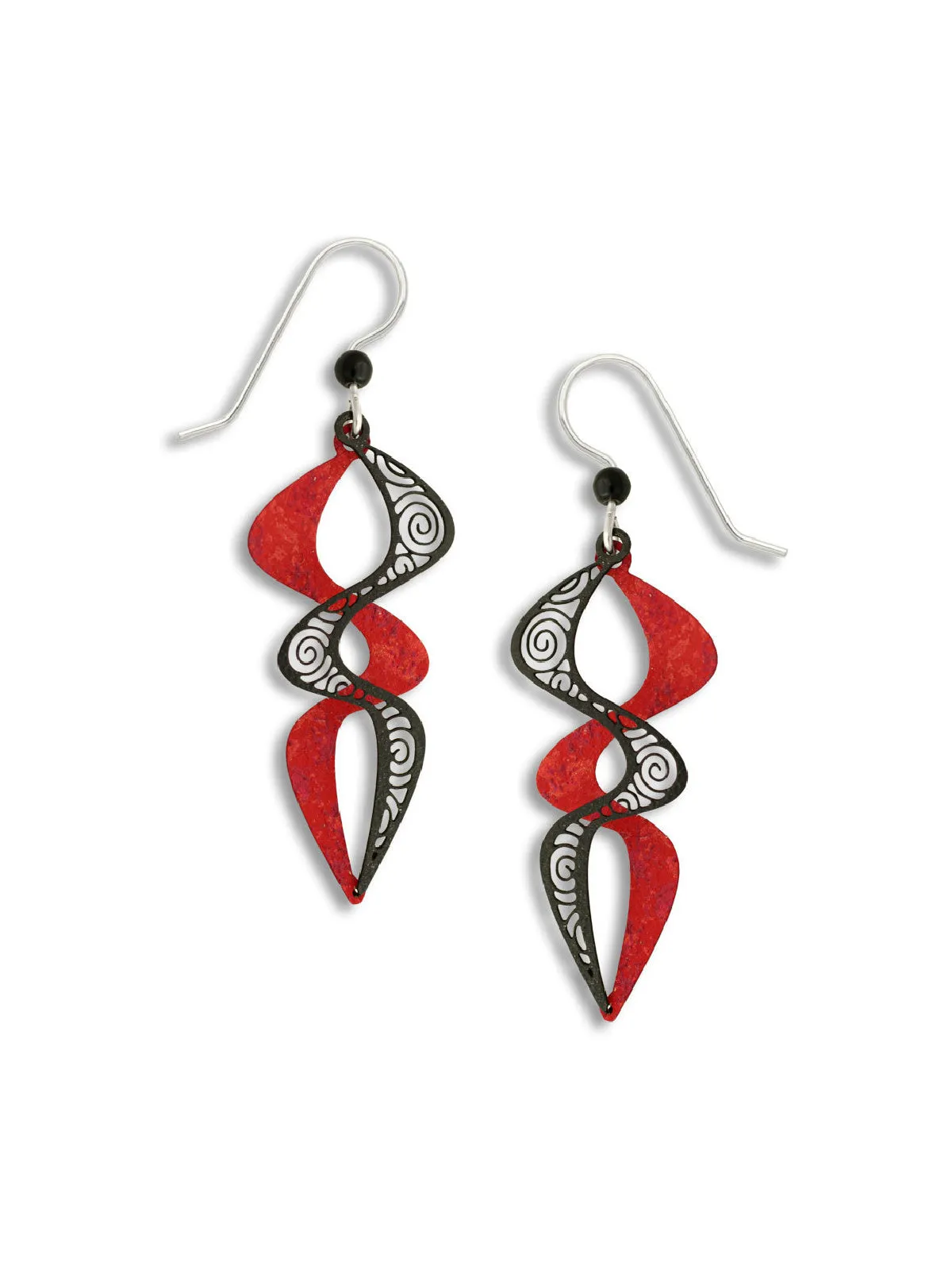 Red & Black Helix Dangles by Adajio