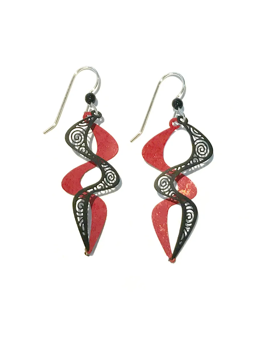 Red & Black Helix Dangles by Adajio