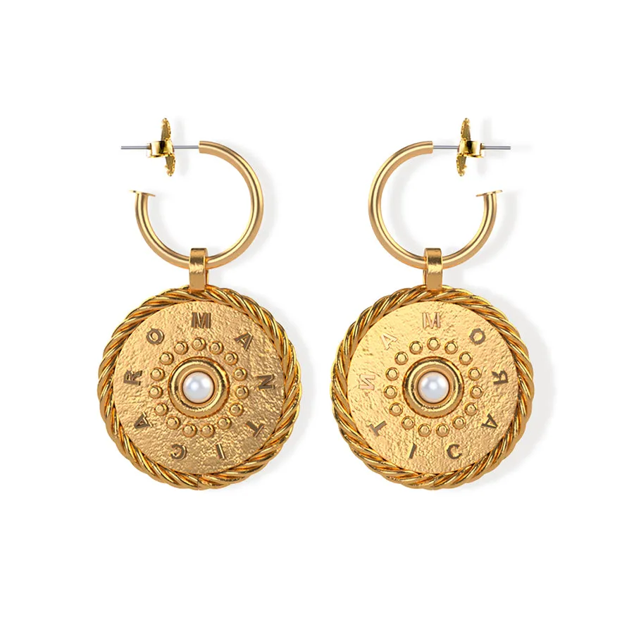 ROMANTICA MEDALLION EARRINGS - VINTAGE GOLD