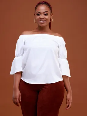 Safari Ayana Off Shoulder 3/4 Sleeved Top - White