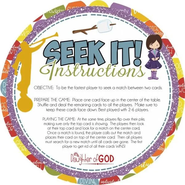 SEEK IT! {YW Values Edition} PRINTABLE Matching Game