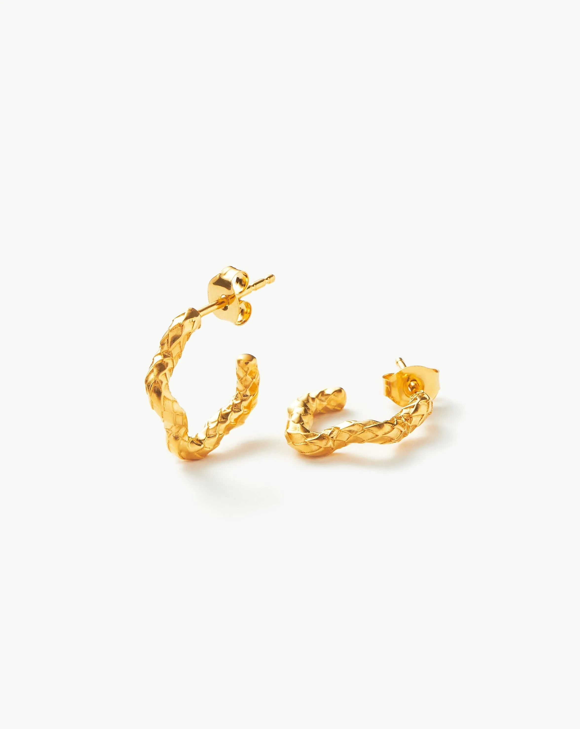 Serpent Textured Squiggle Hoop Earrings | 18k Gold Plated Vermeil