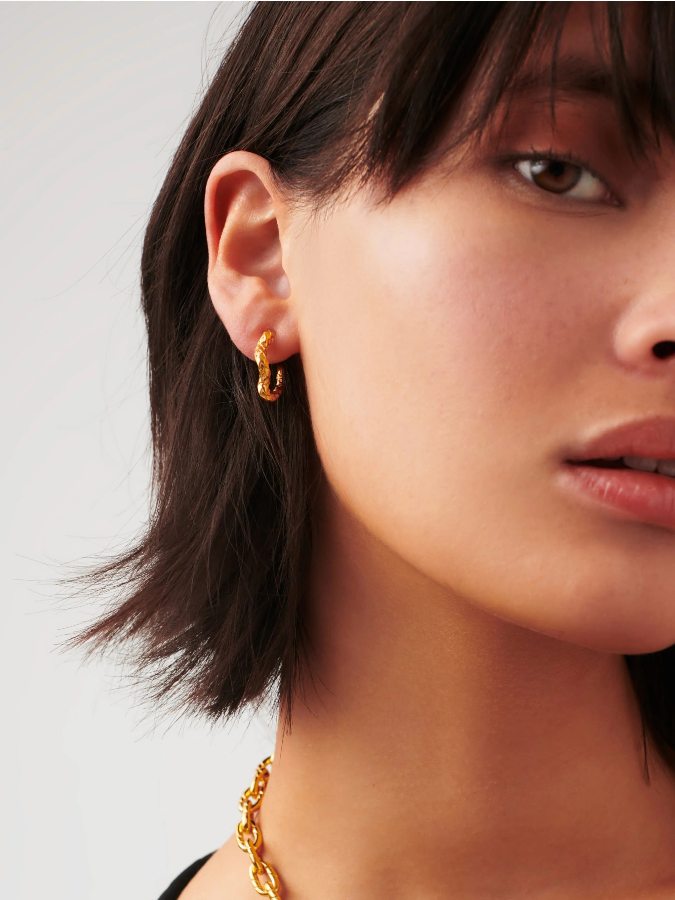 Serpent Textured Squiggle Hoop Earrings | 18k Gold Plated Vermeil