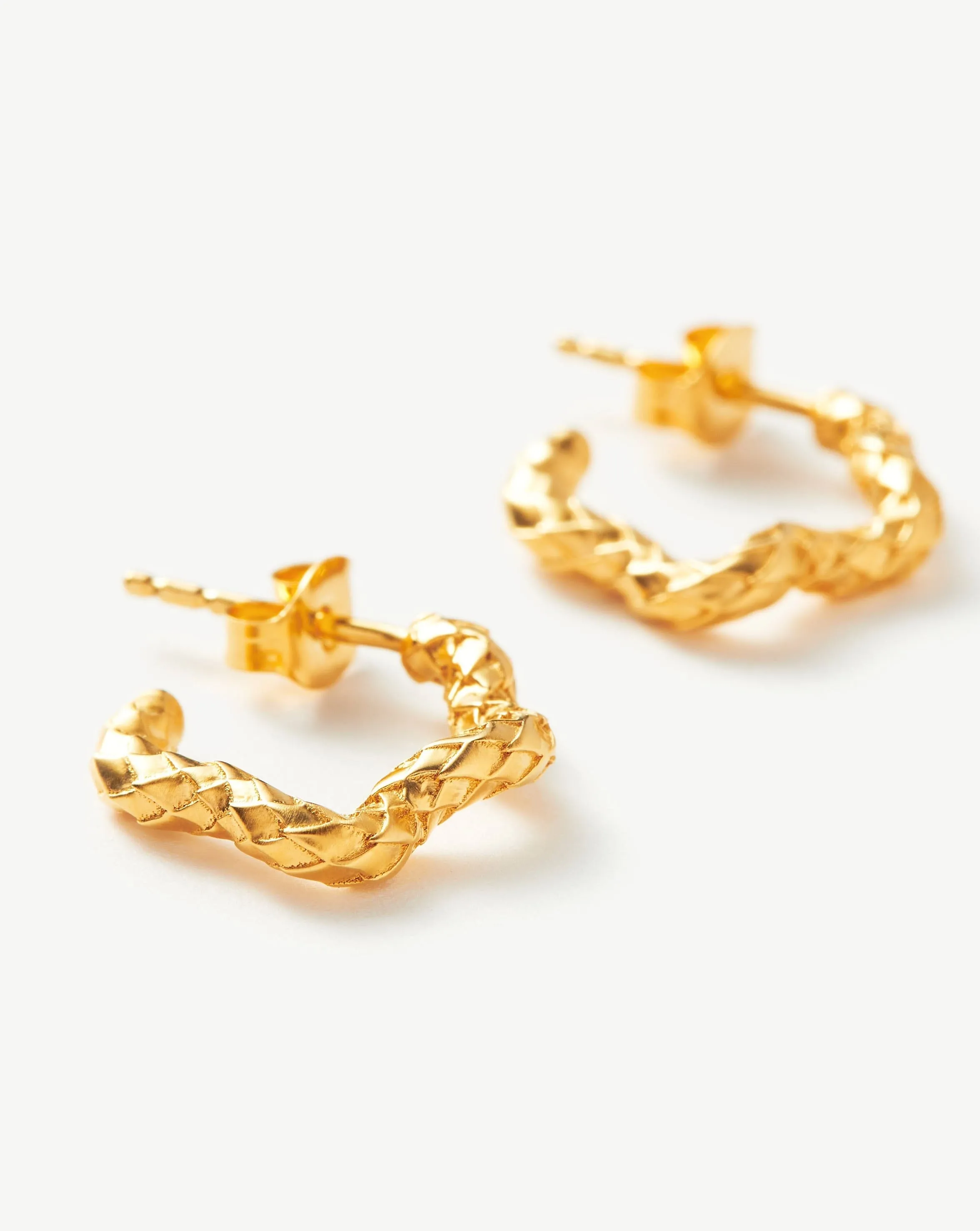 Serpent Textured Squiggle Hoop Earrings | 18k Gold Plated Vermeil