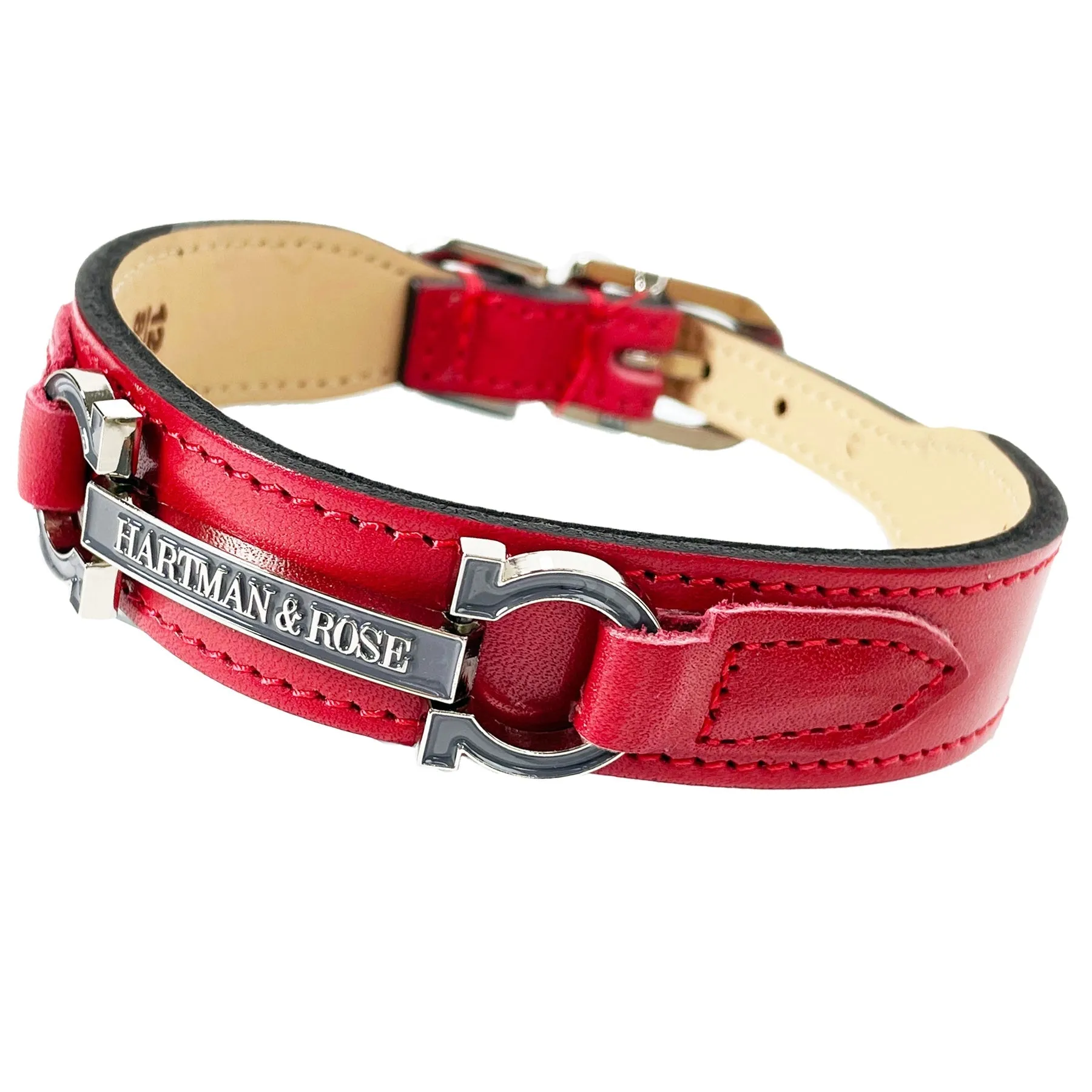 Signature Dog Collar in Ferrari Red & Nickel