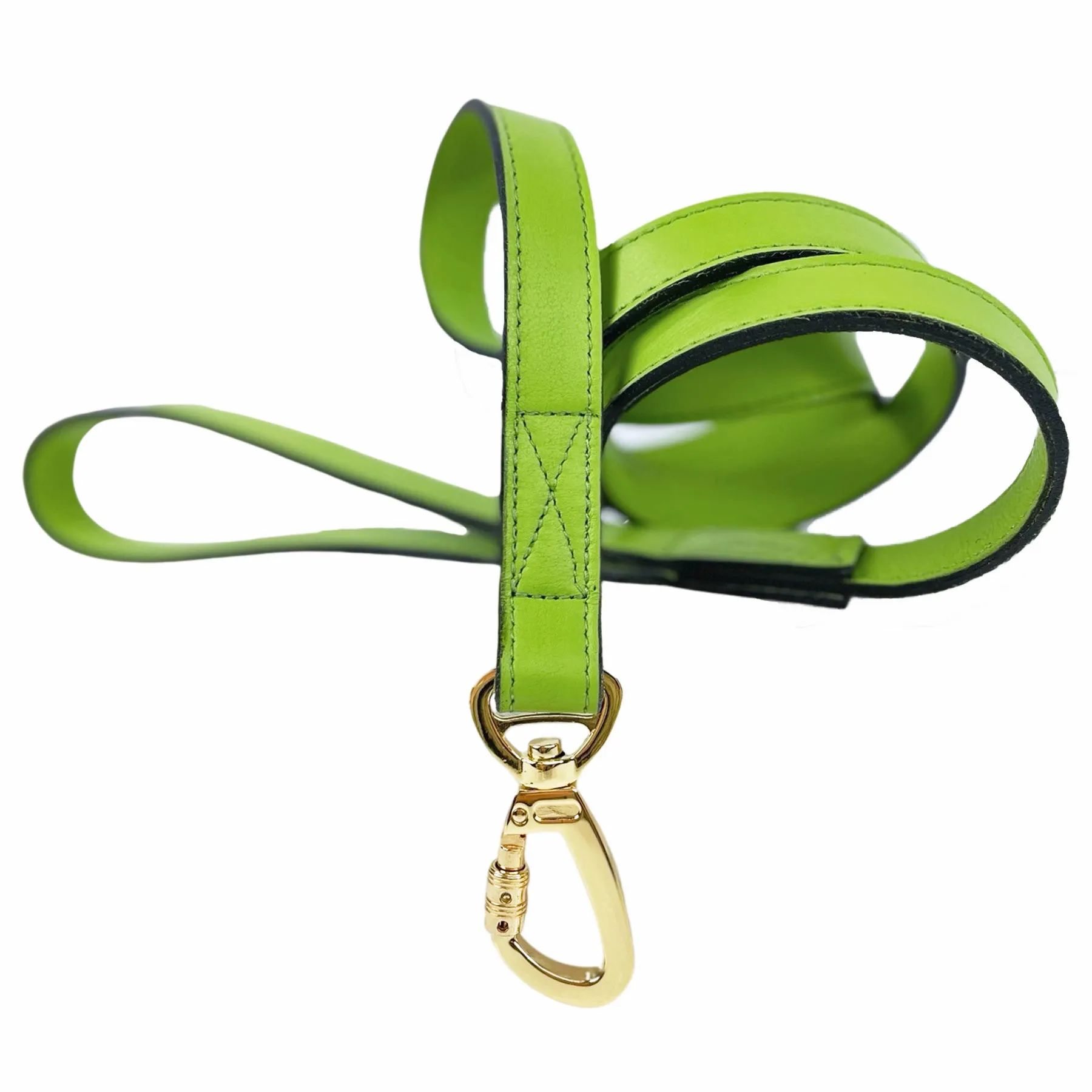 Signature Dog Leash in Lime Green & Gold