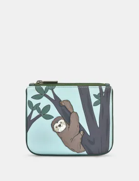 Sloth Zip Top Leather Purse