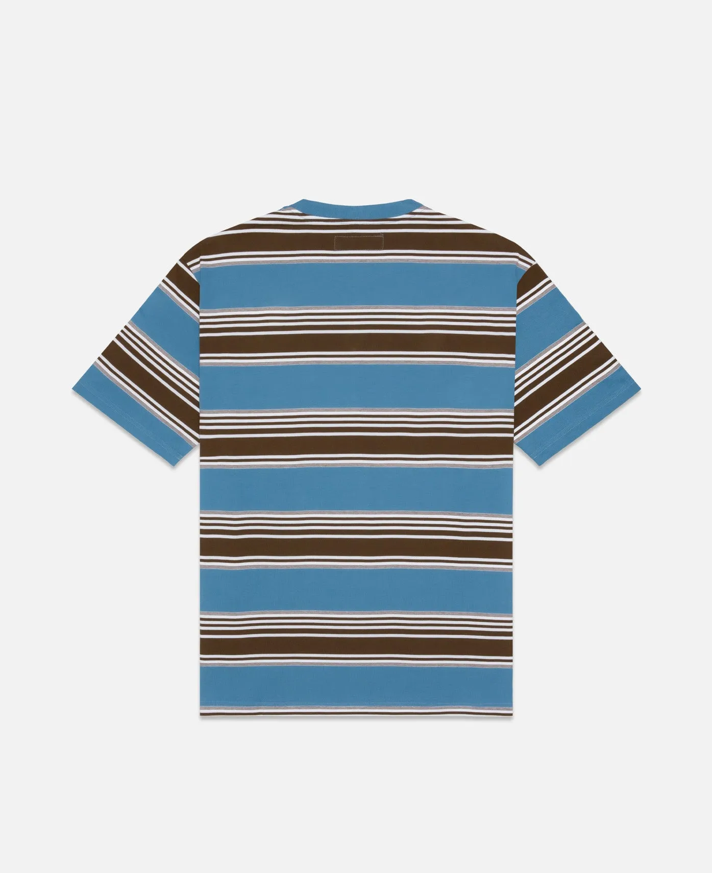 Striped Crew Neck T-Shirt (Type-3) (Blue)