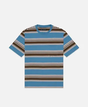 Striped Crew Neck T-Shirt (Type-3) (Blue)