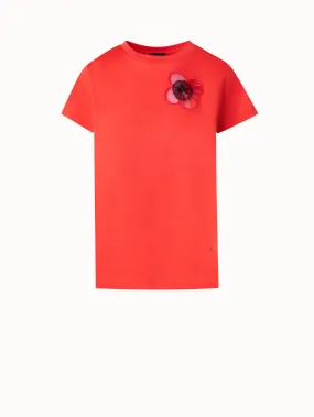 T-Shirt aus Baumwoll-Jersey mit Poppy-Einsatz