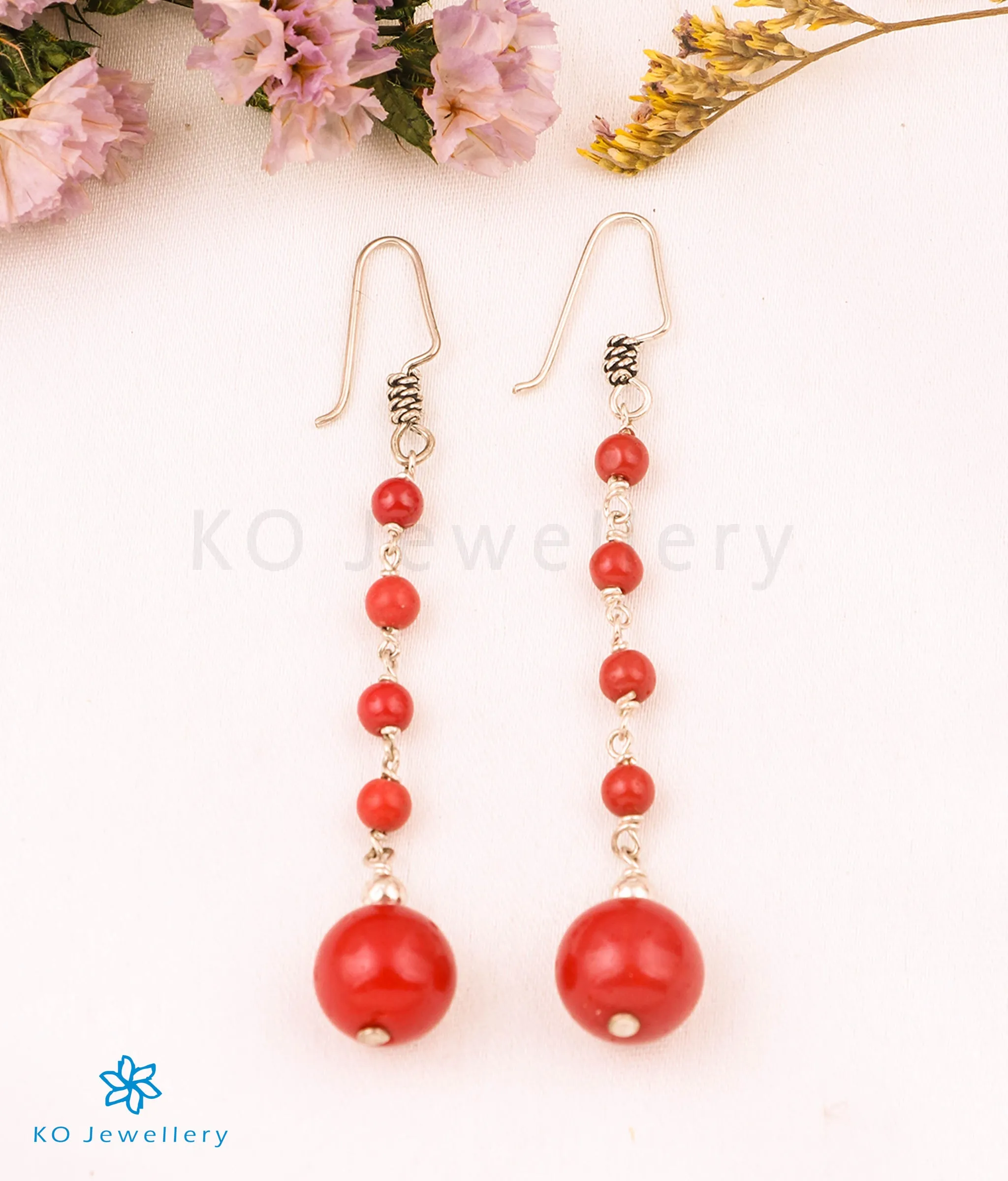 The Powder Coral Silver Gemstone Earring