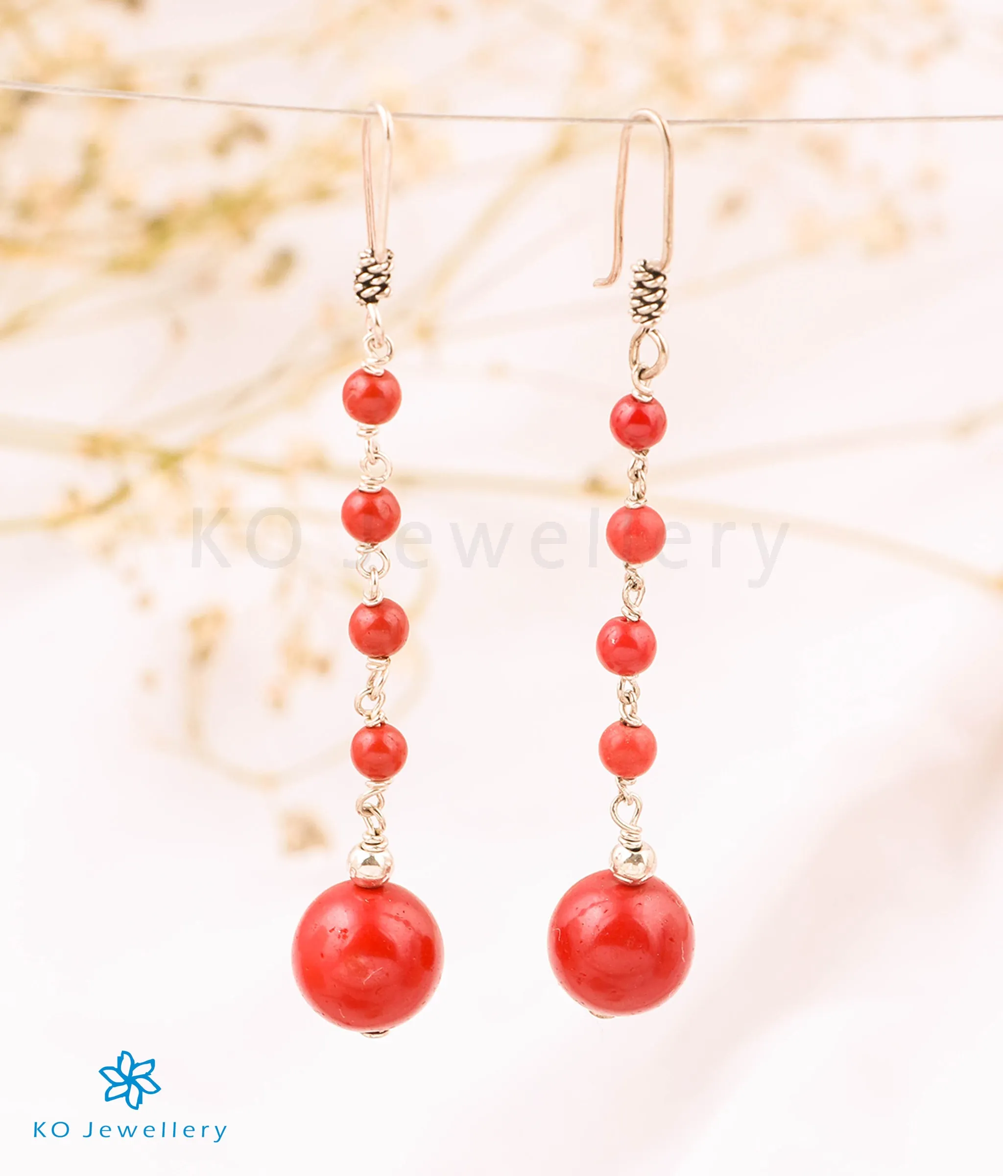 The Powder Coral Silver Gemstone Earring