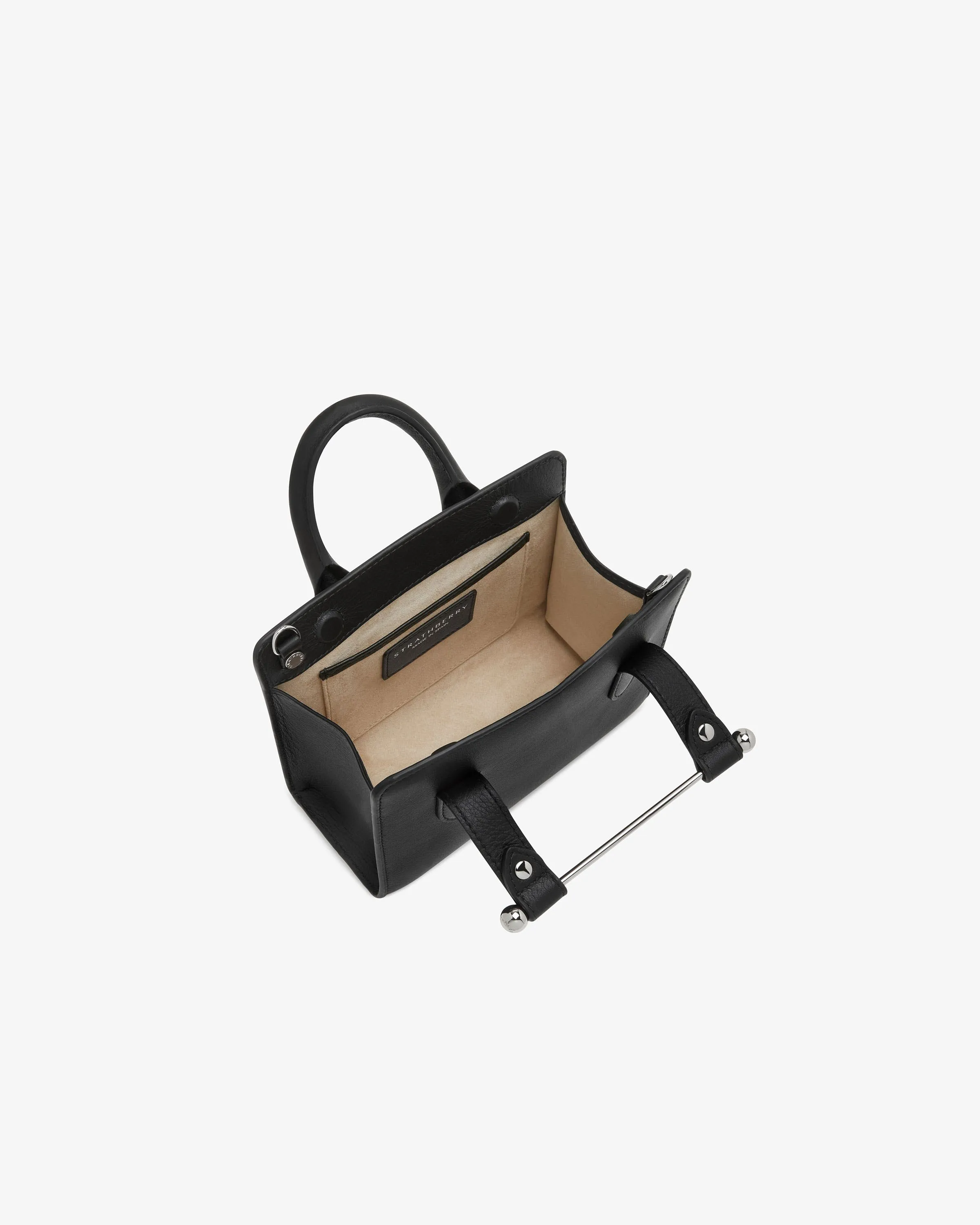 The Strathberry Nano Tote - Black with Silver Hardware