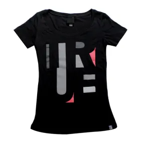 True Womens Abstract T-Shirt Black