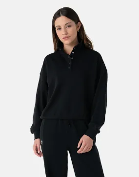 Venice Snap Collar Sweatshirt in Black