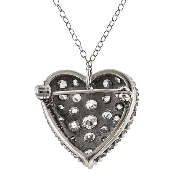 Vintage Diamond Heart Pin/ Pendant