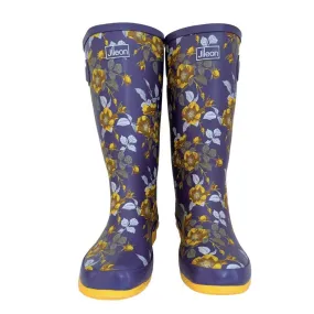 Wide Calf Wellies - Yellow Floral - Wide in Foot and Ankle