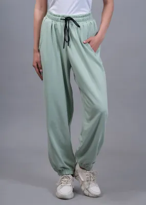 Women Premium Terry Loose Fit Joggers - Mint Green