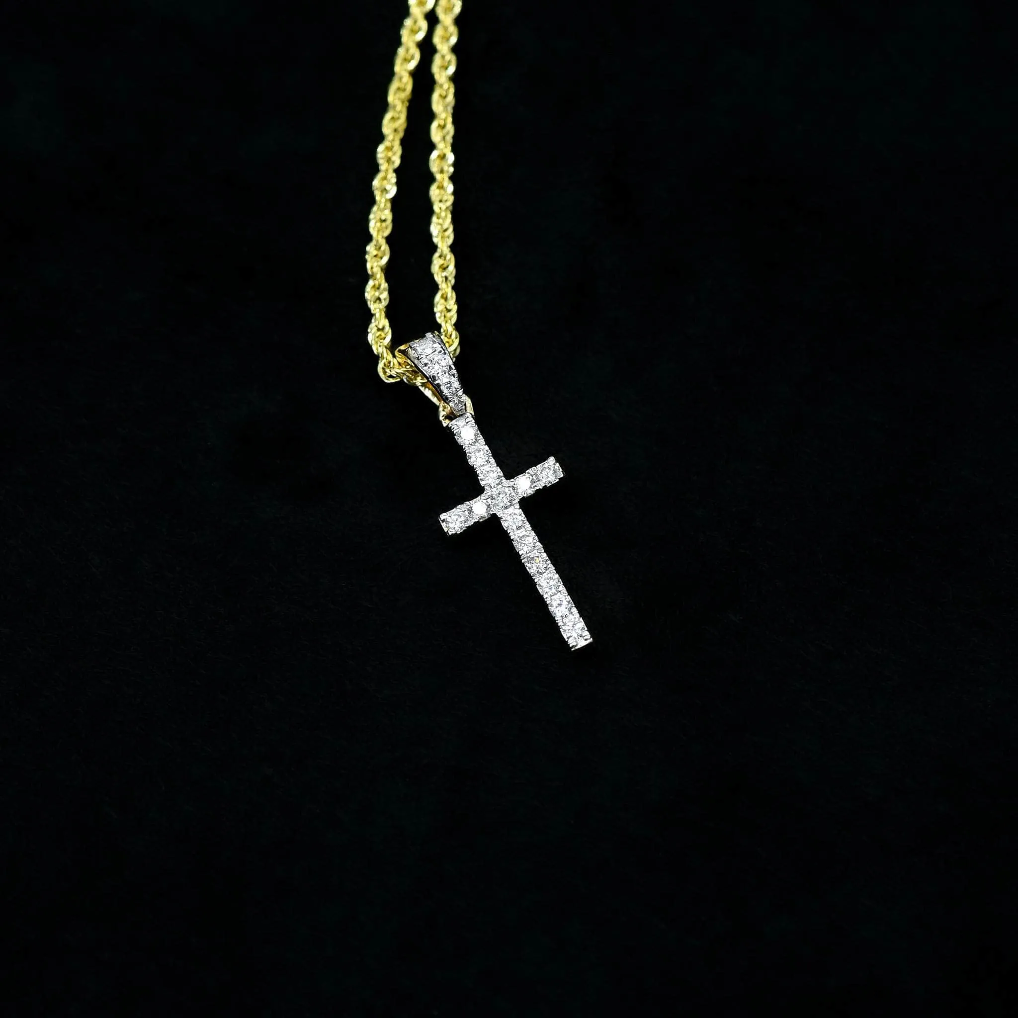 Womens 10k Diamond Cross Necklace