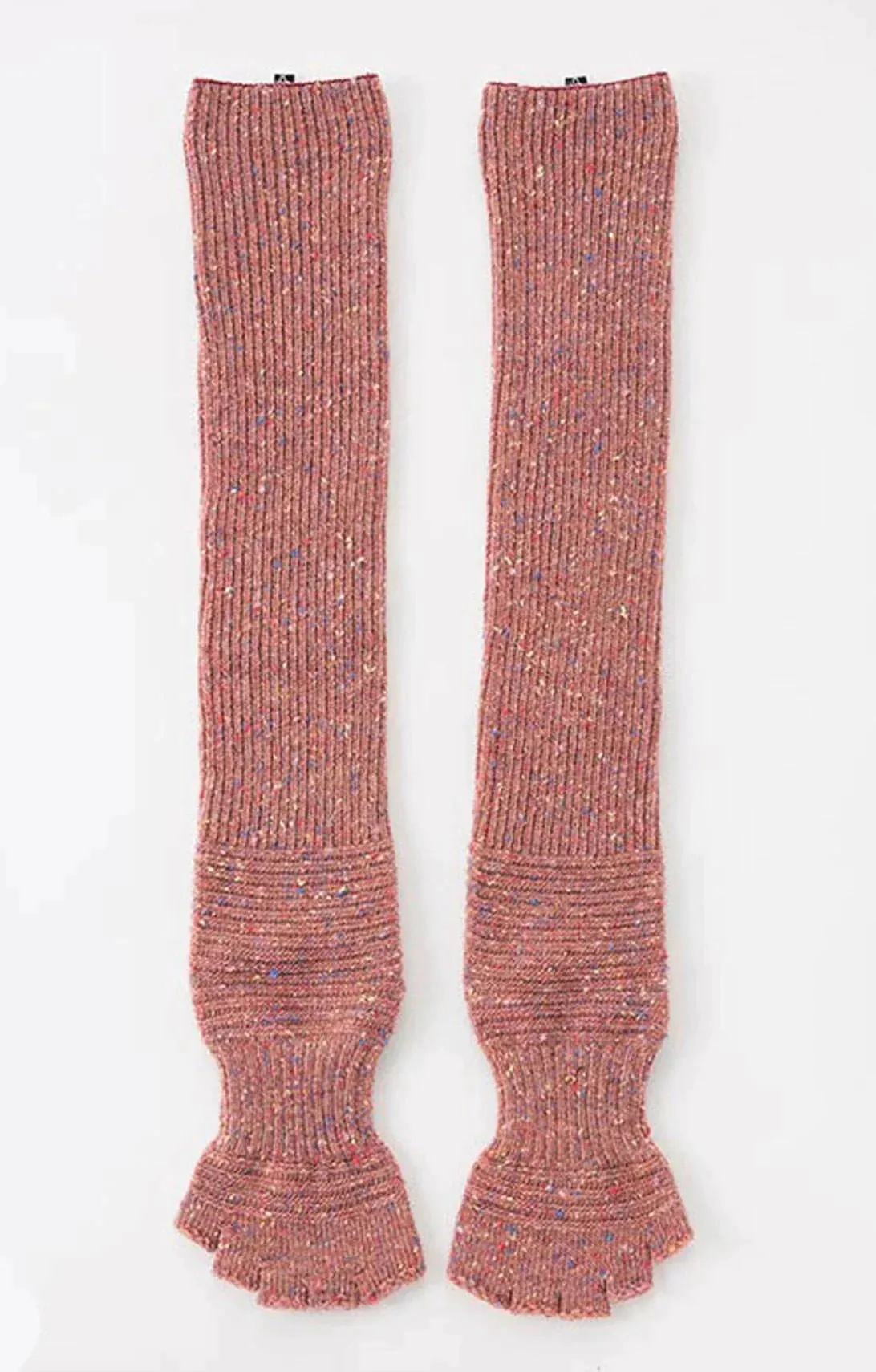 Wool Blend Confetti Ribbed Open Toe and Heel Socks