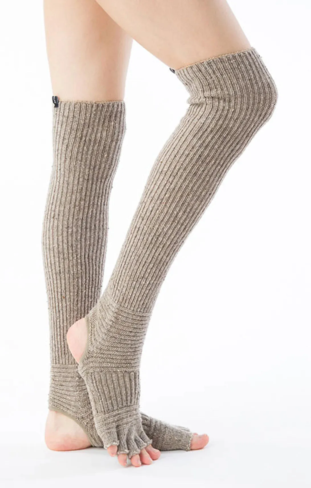 Wool Blend Confetti Ribbed Open Toe and Heel Socks